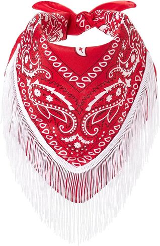 Western Cowboy Costume Set Bandana Wide Brim Western Style Sequins Cowgirl Hats & Tassel Scarf 2PCS Set for Party in Kuwait