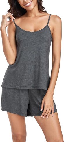 Womens Cami Pajamas Set Sexy Modal Lingerie Sleepwear 2 Piece Pj with Shorts Cute Lounge Set in Kuwait