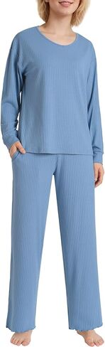Latuza Women's 2 Piece Lounge Pajama Set Ribbed Knit Long Sleeve V Neck PJs in Saudi Arabia