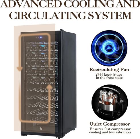 Zstar 66 Bottle Beverage Refrigerator Cooler, Freestanding Refrigerator with Digital Temperature Control, 41-64℉, Adjustable Shelves & Digital Temperature Display, Countertop Wine Cooler Refrigerator in Saudi Arabia