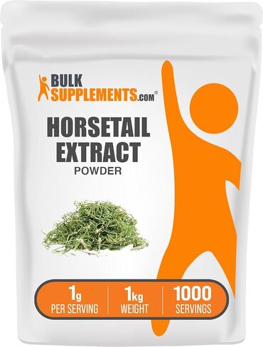 BulkSupplements.com مسحوق مستخلص ذيل الحصان - مكمل ذيل الحصان، من عشبة ذيل الحصان - مكملات السيليكا، خالي من الغلوتين، 1 جرام لكل وجبة، 500 جرام (1.1 رطل) (عبوة من قطعة واحدة) in Kuwait