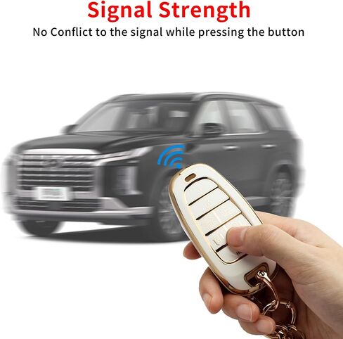 for Hyundai Key Fob Cover with Car Keychain, Soft TPU Key Fob Case for 2024 2023 2022 2021 Hyundai Sonata, Santa Fe, Nexo, Tucson, Palisade, Smart Remote Key Fob Protector Holder 7 Buttons (White) in Saudi Arabia