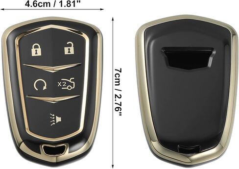 X AUTOHAUX Car Key Fob Cover 5 Button Remote Key Fob Case TPU Button Full Protector Cover Black for Cadillac XT5 2017-2020 for Cadillac XTS Escalade ATS CTS in Saudi Arabia
