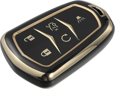 X AUTOHAUX Car Key Fob Cover 5 Button Remote Key Fob Case TPU Button Full Protector Cover Black for Cadillac XT5 2017-2020 for Cadillac XTS Escalade ATS CTS in Saudi Arabia