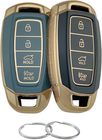 TPU Key Fob Cover Compatible with 2017-2021 Hyundai Accent Azera Elantra GT Kona Veloster Veloster N 95440G80004X(not for Keys with Eject/flip/fold Buttons) (Black/Grey) in Kuwait
