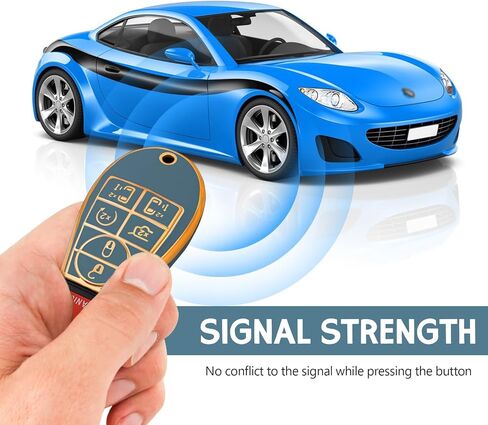 for Dodge Key Fob Cover,No Cap TPU Smart Cover Key Case Compatible with Dodge 2008-2018 Ram Jeep Chrysler Model Accessories-2/3/4/5/6 Buttons(Gold-Gray) in Saudi Arabia