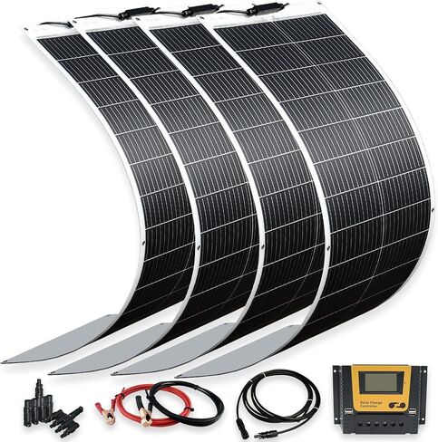XINPUGUANG Flexible Solar Panel 200W 12V Kit,2X100w Monocrystalline Fiberglass Module 20A Controller Solar Cable for Off Grid Home,RV,Caravan,Boat and Other Battery Charger（200W in Saudi Arabia