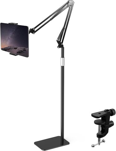 Tablet Floor Stand with Two Bases, Adjustable Universal Metal Tablet Stand Holder Supports Both Floor and Desktop Use，Compatible with iPad/iPhone/Kindle or Other 4.7"~13"Devices in Kuwait