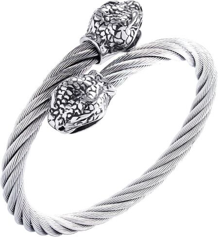 555Jewelry Adjustable Snake Heads Twisted Cable Wire Bangle Cuff Bracelet for Men in Kuwait