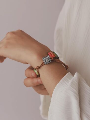 أساور ملفوفة من الحجر الطبيعي من MINACHI للنساء والرجال، هدية سوار من الخرز الكريستالي على طراز بوهو in Kuwait