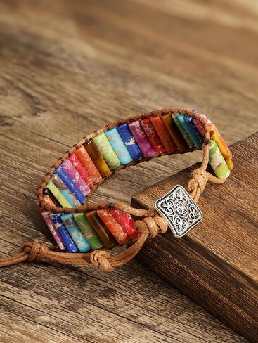 أساور ملفوفة من الحجر الطبيعي من MINACHI للنساء والرجال، هدية سوار من الخرز الكريستالي على طراز بوهو in Kuwait