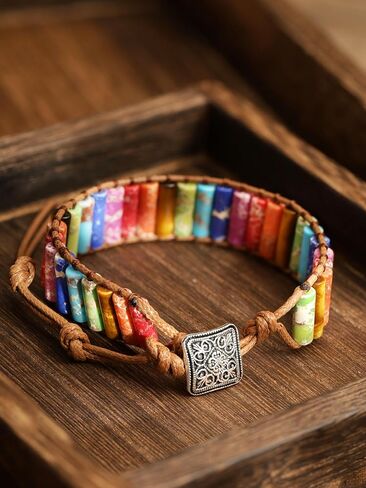 أساور ملفوفة من الحجر الطبيعي من MINACHI للنساء والرجال، هدية سوار من الخرز الكريستالي على طراز بوهو in Kuwait