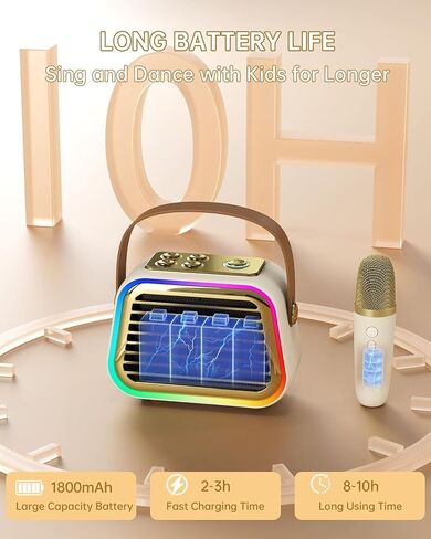 Karaoke Machine for Kids Adults,Portable Bluetooth 5.3 Karaoke Speaker,Mini Karaoke Machine with 2 Wireless Microphones,LED Lights for Home Party,Christmas Brithday Ideal Gifts for Girls Boys in Saudi Arabia