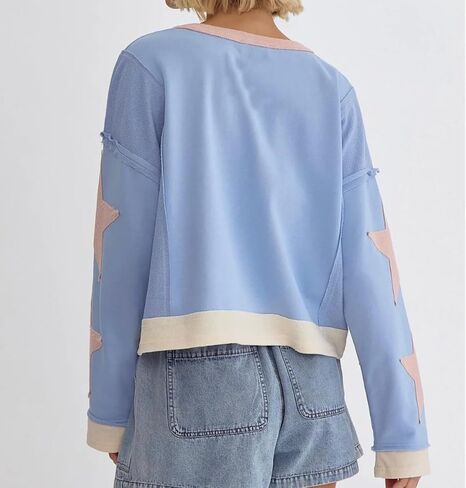 Star Graphic Oversized Sweatshirt for Women Y2k Crewneck Long Sleeve Pullover Sweater Vintage Aesthetic Clothes in Saudi Arabia