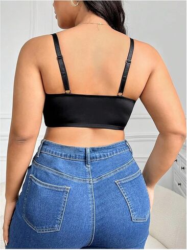 WDIRARA Women's Plus Size Front Closure Lace Bralette V Neck Push Up Sexy Bras High Support Bra in Kuwait