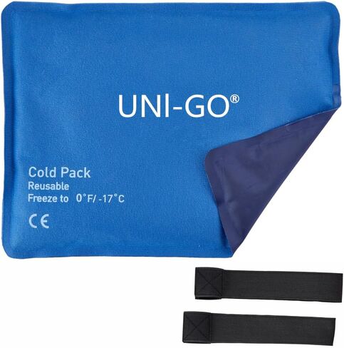 Gel Ice Pack 10" x 13" Reusable Cold Compress Gel Cold Pack with Two Straps, Suitable for Whole Body, Pain Relief, Injuries, Sciatica, Migraine, After Surgery & Postpartum. (Blue-B) in Saudi Arabia