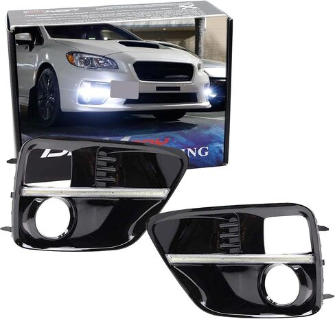 iJDMTOY Switchback LED Daytime Running Lights Compatible with 2015-2017 Subaru WRX/STi w/JDM Style Piano Black Finish Fog Lamp Bezels, Xenon White LED DRL & Amber Yellow LED Turn Signals in Saudi Arabia