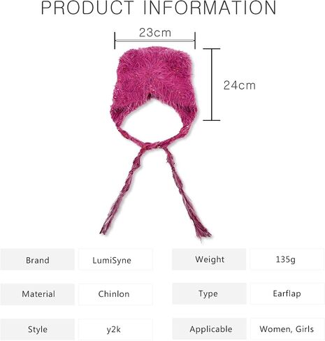 Winter Hat Cute Cat Ear Shape y2k Style Furry Knit Earflap Hat with Long Ear Straps Peruvian Cover Ear Beanie Hat in Saudi Arabia