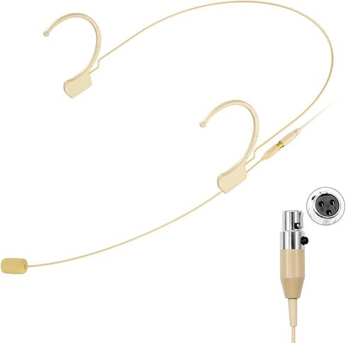 KIMAFUN Headset/Headworn Microphone Professional Earset Over Ear Hanging Condenser Mic Compatible with Shure Wireless System Bodypack Transmitter, Ideal for Performance, Theater, Lecture - Beige D4 in Kuwait