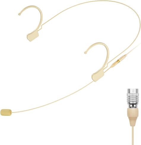 KIMAFUN Headset/Headworn Microphone Professional Earset Over Ear Hanging Condenser Mic Compatible with Shure Wireless System Bodypack Transmitter, Ideal for Performance, Theater, Lecture - Beige D4 in Kuwait
