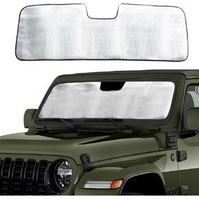 Windshield Sun Shade for 2024 Jeep Wrangler JL JLU, Front Window Sun Sunshade Windshield for 2024 Jeep Wrangler 4XE, Front Window Sun Visor Blocks for UV and Heat, Silver, 1pc