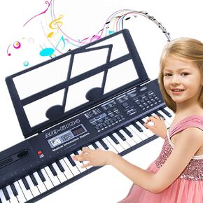 Piano keyboard 61 key Electronic Digital Piano w/Dual Speaker,Microphone,sheet stand power supply,sticker Portable keyboard for kids beginner Brithday christmas gifts