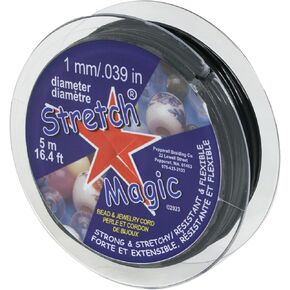 Stretch Magic Bead & Jewelry Cord - Strong & Stretchy, Easy to Knot - Black Color - 1mm Diameter - 25-Meter (82 ft) Spool - Elastic String for Making Beaded Jewelry