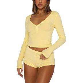 Thopavenoir Women’s 2 Piece Work Out Outfits Spaghetti Strap Crop Cami Tops High Waist Shorts Sets Gym Active Tracksuits