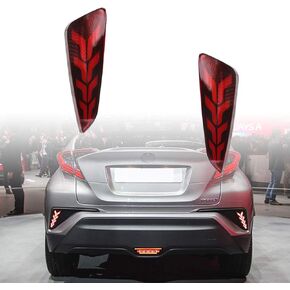 GeeGeeTop Red LED Rear Bumper Reflectors Fog Brake Tail Light Lamps Accessories Fit For 2020 2021 Toyota CHR CH-R,Function as Tail Light And Brake Light (Rear bumper lamps)