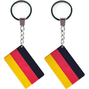QQSD Germany Flag Keychain German Key Ring, 2 Pack
