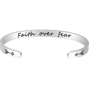 Fesciory Inspirational Bracelets for Women,Stainless Steel Engraved Personalized Positive Mantra Quote Keep Going Cuff Bangle College Graduation for Her