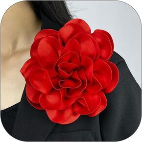 Flower Pins for Clothes Large Rose Flower Brooches Lapel Pins Dainty Fabric Flower Pins Delicate Elegant Handmade Flower Brooches for Wedding Party Dance Banquet Dress Suit Ceremony Clothes Accessories Jewelry