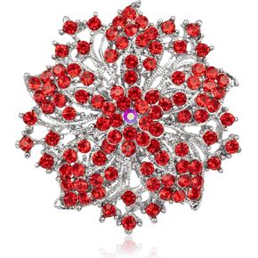 Womens Flower-shape Statement Brooch Pin Crystal Brooch for Women