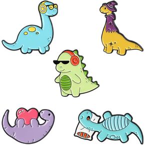 Cute Dinosaur Lapel Pins Cartoon Animal Holding Heart Enamel Badge Pins Set Dinosaur Series Brooch Colour Lapel Pin Gift for for Women Boys Girls Kids Gift Clothes Hat Backpacks Accessory