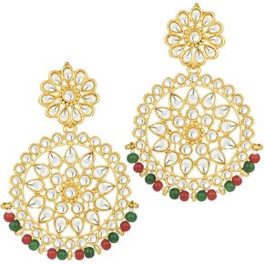 Aheli Ethnic Indian Traditional Faux Kundan Round Chandbali Dangle Earrings Wedding Party Wear Fashion Jewelry Gift for Women