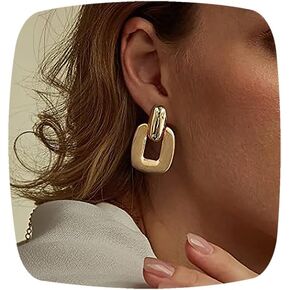 Classy Trendy Gold Earrings for Women Geometric Earrings Rectangle Earrings