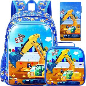 3PCS Dinosaur Backpack for Boys, Water Resistant Kids Bookbag Set with Lunch Box，Cute School Bag for Preschool Toddler