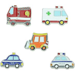 5 PCS Car Brooch Pins Cute Enamel Brooch Pins Funny Pins Ambulance Fire Truck Taxi Police Car Lapel Pins for Teachers for Backpack Badges Clothing Bags Jackets