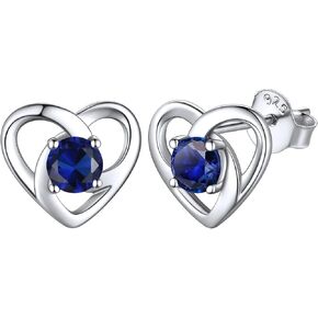 ChicSilver 925 Sterling Silver Stud Earrings for Women Girls Hypoallergenic Celtic Knot Heart Earrings with Birthstone Vintage Irish Jewelry Gifts for Birthday Anniversary Wedding