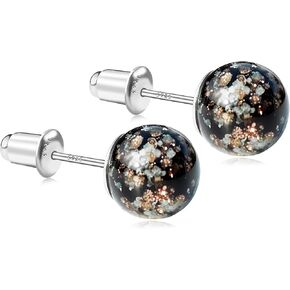 925 Sterling Silver Stud Earring for Women Firefly Bead Earring Murano Jewelry Hypoallergenic Earring for Women Bridesmaid Gift