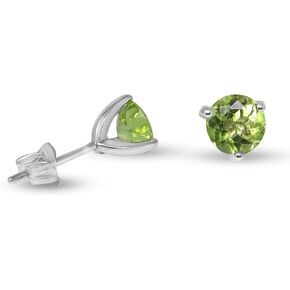 925 Sterling Silver Genuine Peridot 6mm Round Martini Stud Earrings