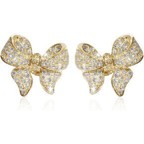Bow Earrings for Women Silver Rhinestone Bow Stud Earrings Cubic Zirconia Bowknot Earrings Dainty Earrings for Women Trendy