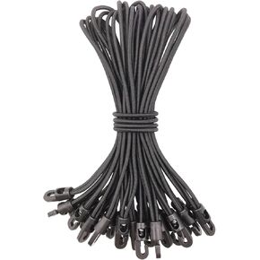 Small Bungee Cords with Hooks 10 Inch - 25 Pcs Short Heavy Duty Tarpaulin Bungees for Tarp, Camping, Tent (White)