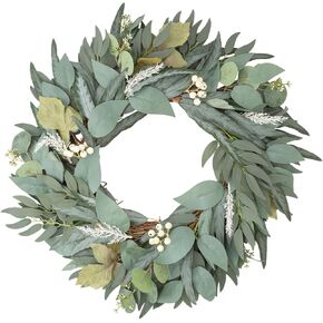 22 Inch Greenery Wreaths for Front Door,Handmade Large Artificial Wreath for Front Door Indoor/Outdoor Wedding Holiday Farmhouse Decor All Year Round
