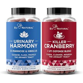 Urinary Tract Supplement Duo, Urinary Harmony + Killer Cranberry, UT Defense blends, D-mannose & Hibiscus + Cranberry, Pine Bark, Propolis & Vitamin D, Clinical Strength Ingredients, 2 X 60 ct