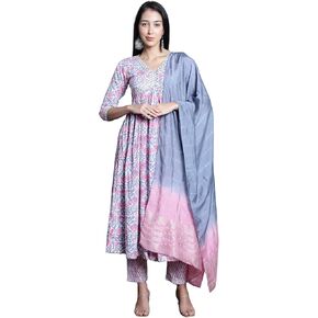 Rajnandini Women's Pure Cotton Jaipuri Printed And Embroidered Kurta Set With Dupatta (JOPLJPR831-P)
