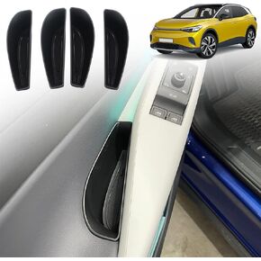 AOSKonology متوافق مع 2021-2024 VW ID.4 الملحقات الداخلية، ID.4 باب صندوق تخزين جانبي مقبض الباب مسند الذراع منظم صينية (الباب الأمامي والباب الخلفي) مجموعة من 4