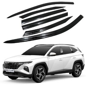 AUTOCLOVER Tape-On Rain Guards Window Visors 6 Pcs Set for Hyundai Tucson 2022 2023 2024 / Window Deflectors, Out-Channel Vent Shades (Smoked)