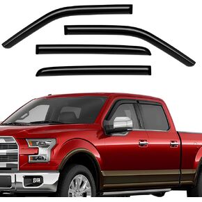 Rain Guards for 2015-2024 Ford F150, Extra Durable Tape-on Side Window Deflectors, Vent Window Visors, Wind Deflectors Rain Guard Black - 4 PCS