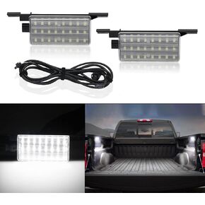 LED Truck Bed Light Replacement for Silverado Sierra 1500 LD/ 1500/2500 HD/ 3500 HD 2016-2019, 2 PCS Clear Lens 24 SMD LED White Pickup Truck Rear Cargo Area Lamp Assembly with Wiring Harness